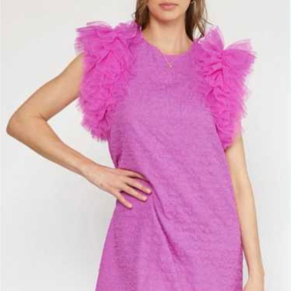 Entro Vibrant Pink Textured Dress